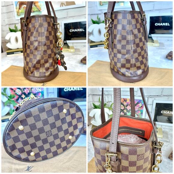 Louis Vuitton MARAIS BUCKET Damier Ebene BAG PM & POUCH crossbody bag RARE!! - Picture 7 of 16